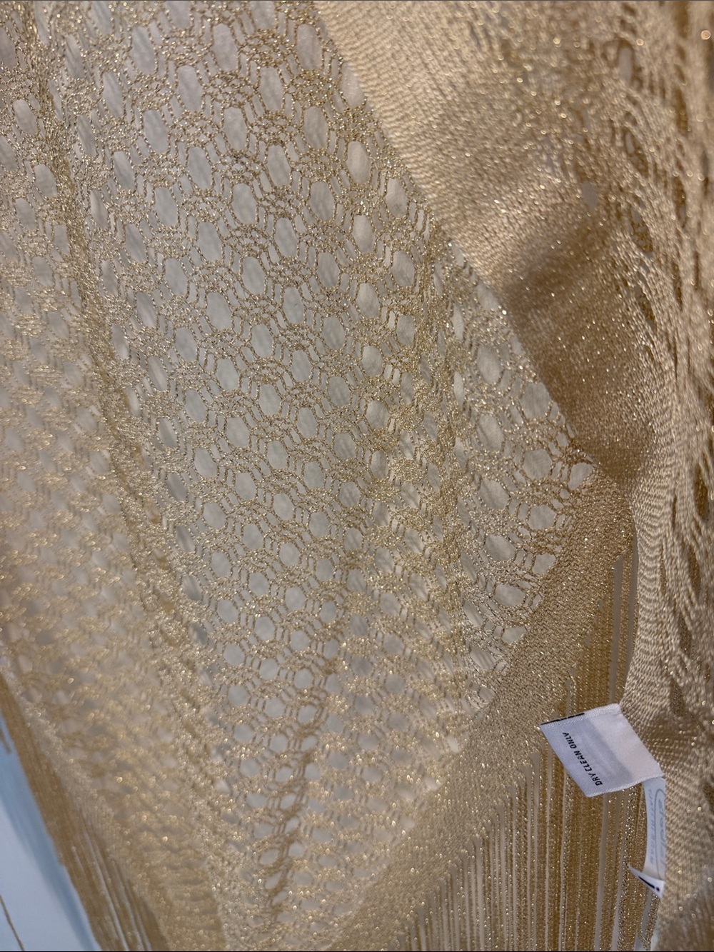 Talbots Metallic Gold Knit Scarf with Fringe - Picture 3 of 6